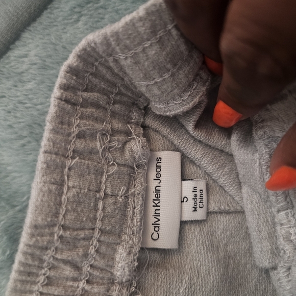 Calvin Klein Gray and Pink Short Sleeve Jogger Set with Rainbow Detail - Picture 5 of 8